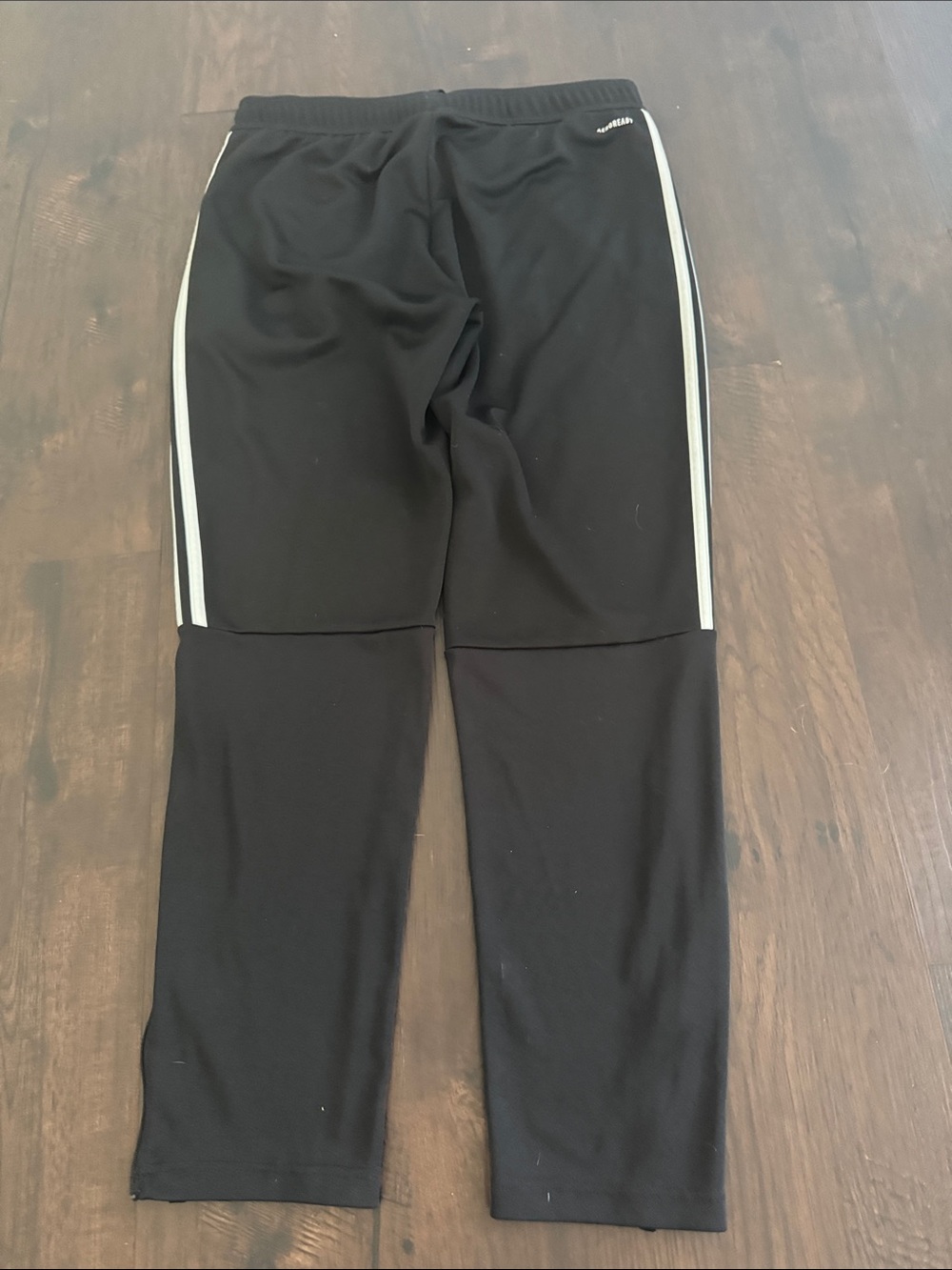 Adidas Mens Joggers Track Pants Three Stripes Black White Large Zippered Ankle - Picture 6 of 8